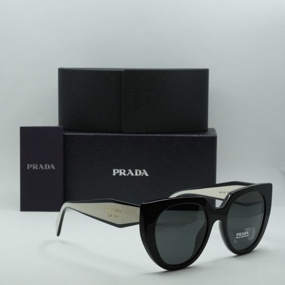 Prada PR14WS 09Q5S0 Cat Eye Sunglasses – Black Talc\\Grey